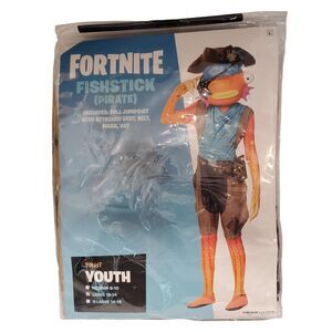 Fortnite Fishstick Youth Costume L (12-14) Complete Spirit Halloween Mask Hat